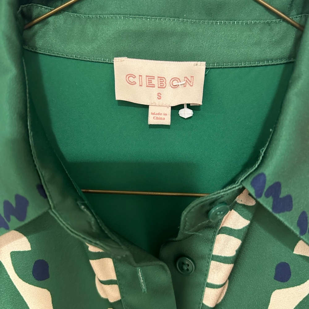 Ciebon Green Ruffled Long Sleeve Shirt Dress - Picture 3 of 5